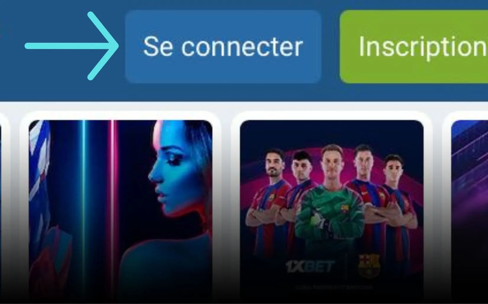1xbet Sénégal bouton de connexion